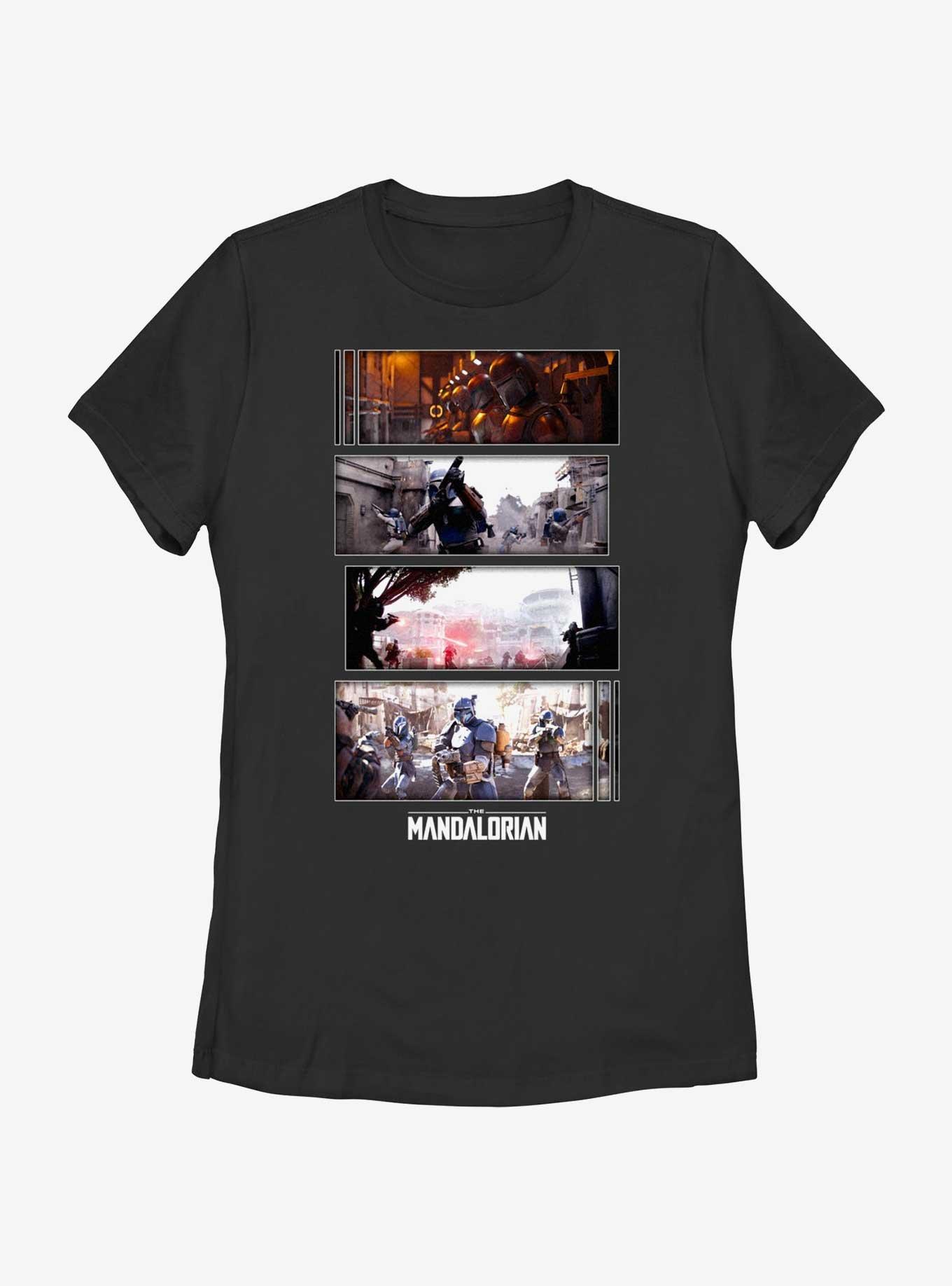 Star Wars The Mandalorian Battle Sequence Womens T-Shirt, BLACK, hi-res