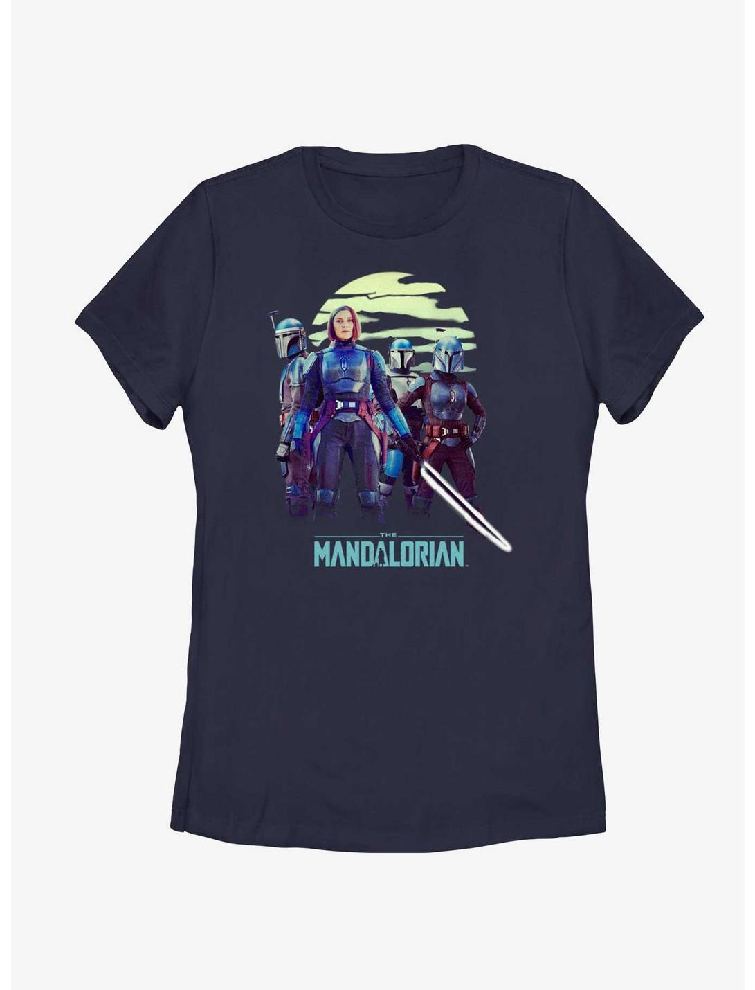 Star Wars The Mandalorian Bo-Katan Reigns Again Womens T-Shirt BoxLunch Web Exclusive, NAVY, hi-res
