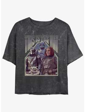 Star Wars The Mandalorian Squad Din Djarin Grogu Paz Vizsla & Bo-Katan Mineral Wash Womens Crop T-Shirt BoxLunch Web Exclusive, , hi-res