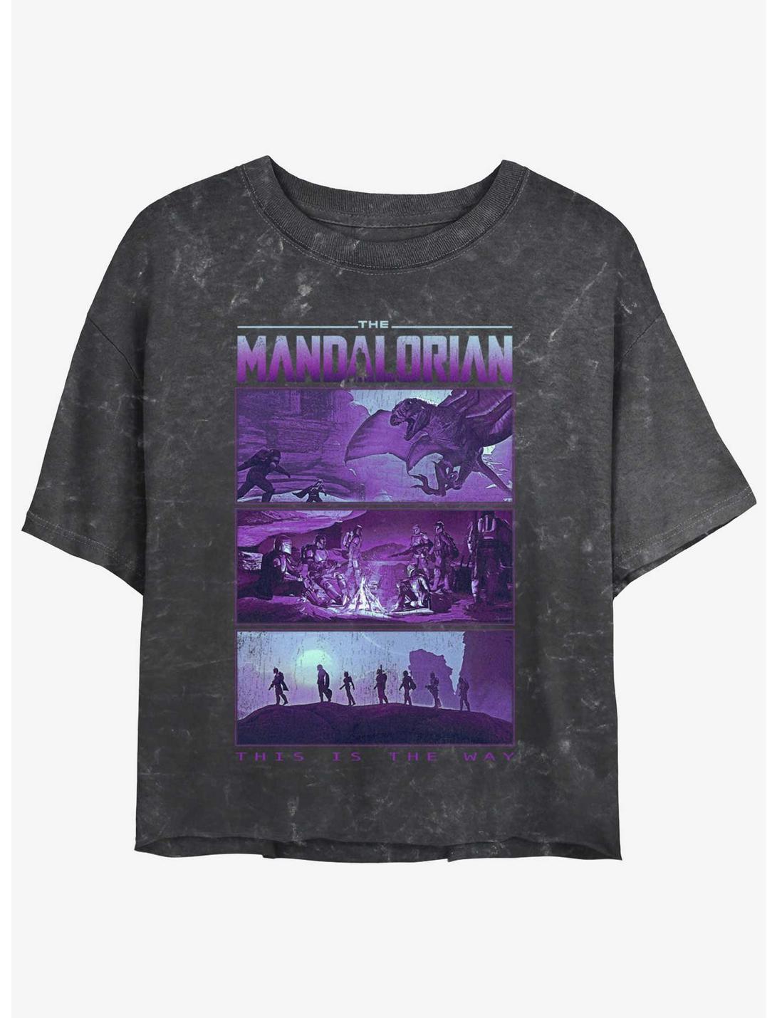 Star Wars The Mandalorian Rescue of the Foundling Mineral Wash Womens Crop T-Shirt, BLACK, hi-res