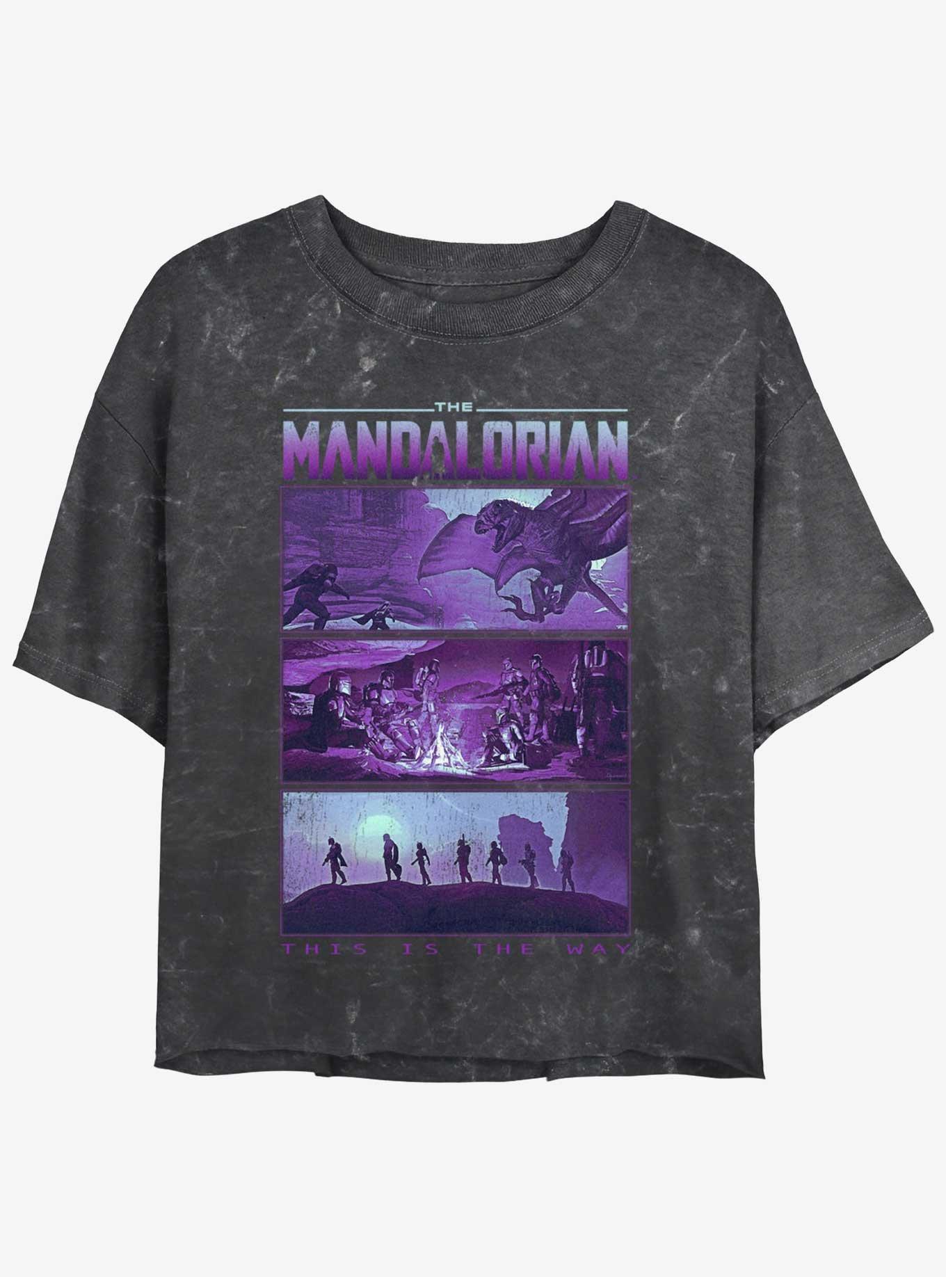 Star Wars The Mandalorian Rescue of the Foundling Mineral Wash Womens Crop T-Shirt, BLACK, hi-res