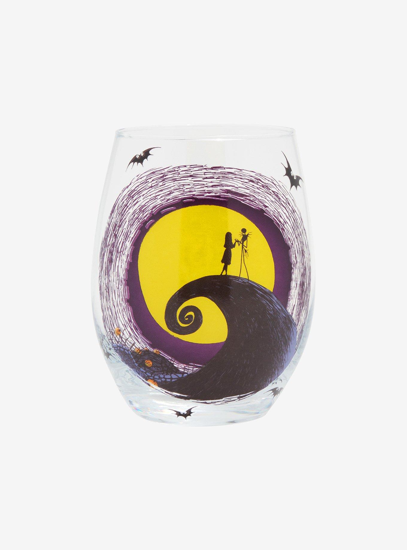 Disney The Nightmare Before Christmas Jack & Sally on Spiral Hill Stemless  Glass 