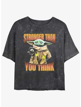 Star Wars The Mandalorian Grogu Stronger Than You Think Mineral Wash Womens Crop T-Shirt, , hi-res