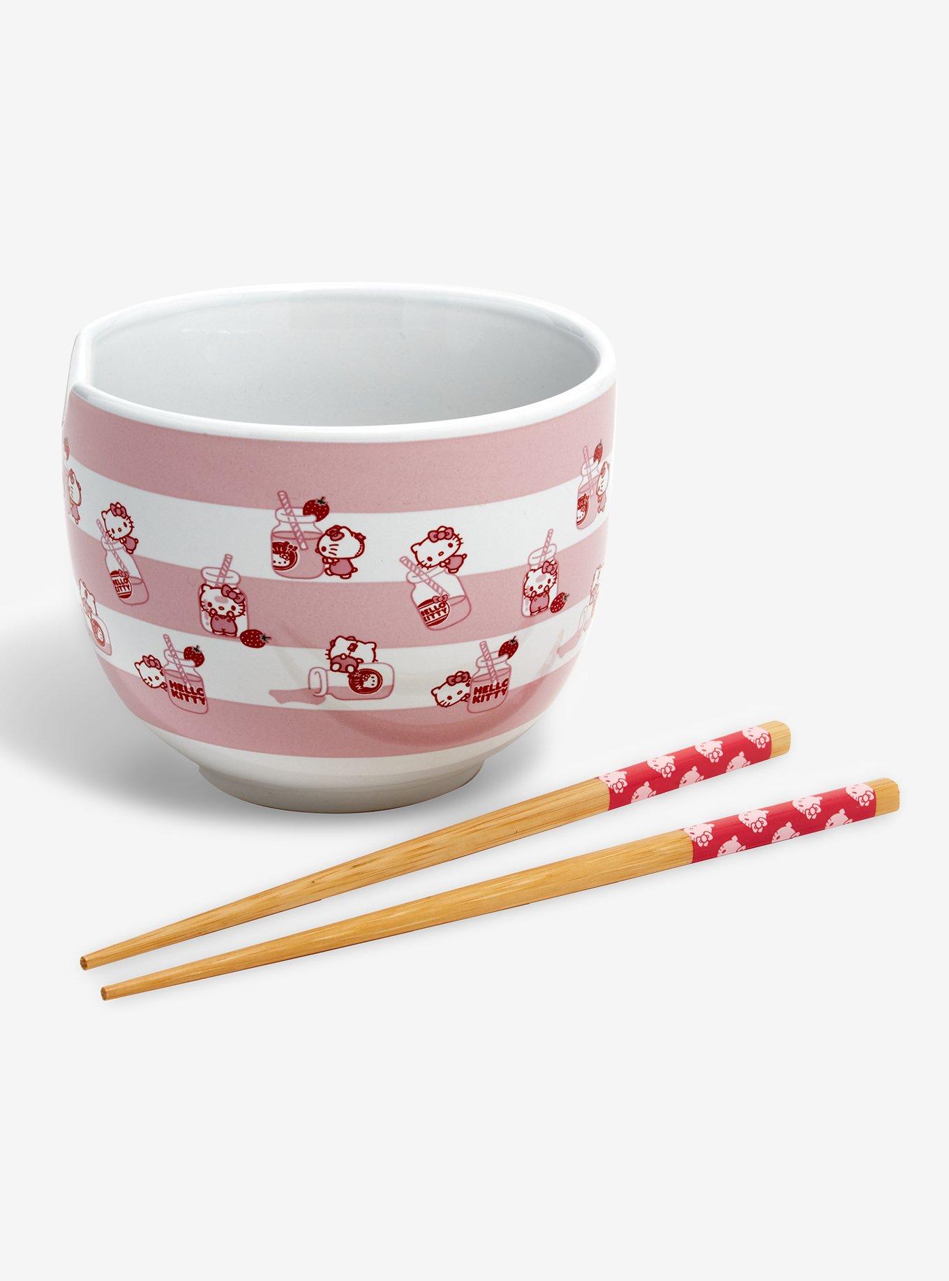 Sanrio Hello Kitty Strawberry Milk Striped Ramen Bowl with