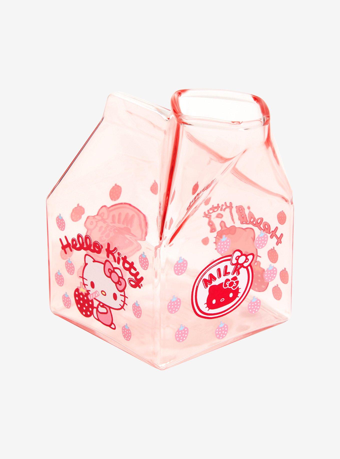 Hello Kitty Kawaii Glass Milk Carton Cup