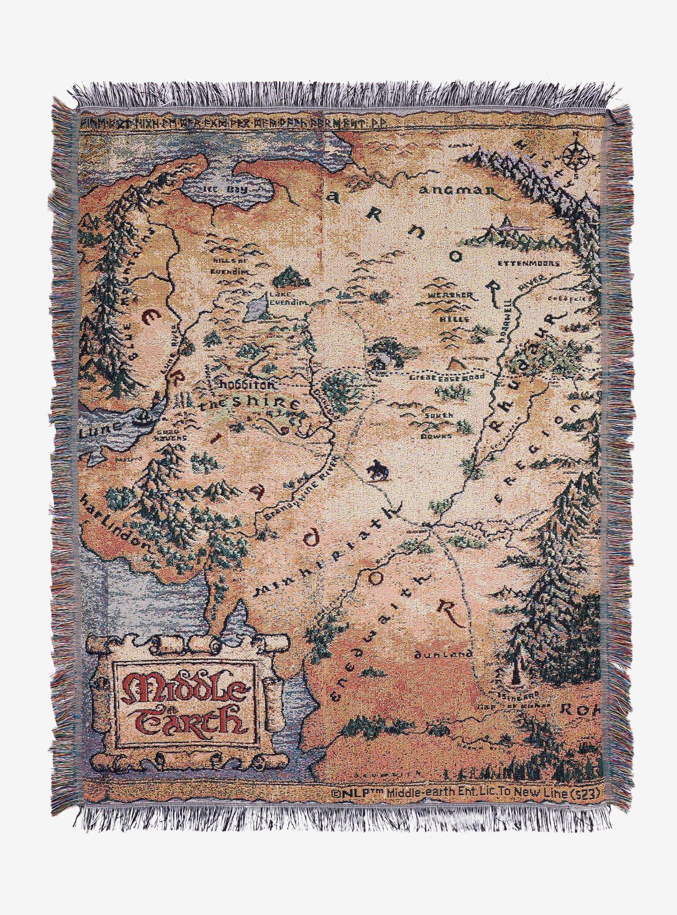 The Lord of The Rings Blanket, 50'x60' Map of Middle Earth Silky