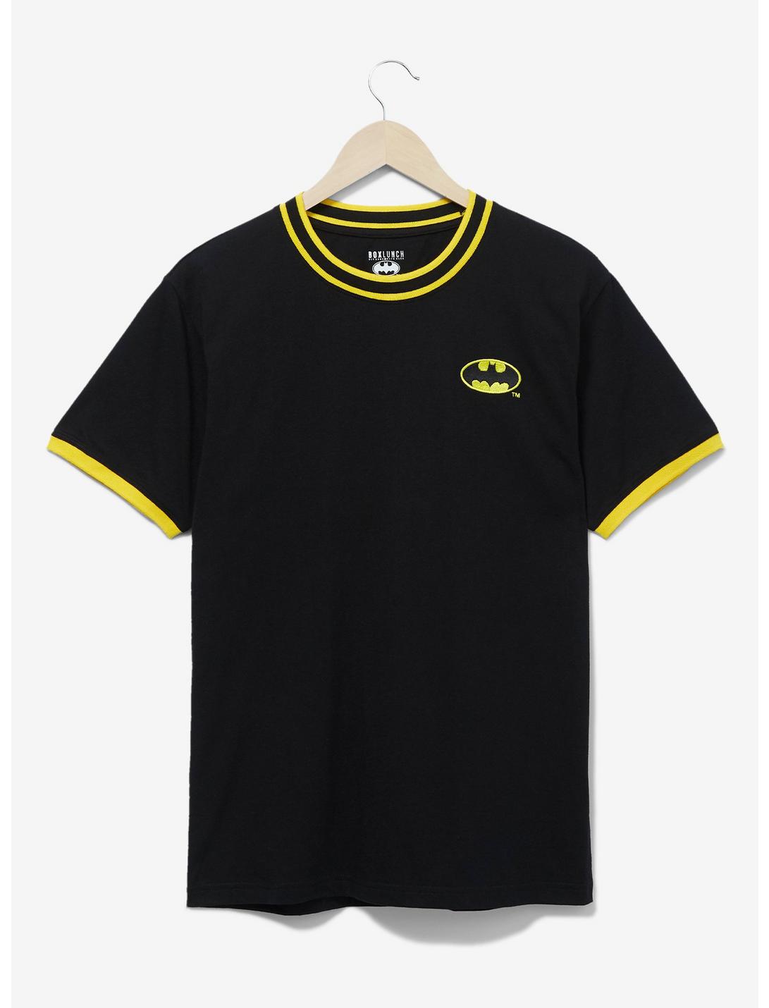 DC Comics Batman Logo Ringer T-Shirt - BoxLunch Exclusive, BLACK, hi-res