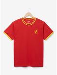 DC Comics The Flash Logo Ringer T-Shirt - BoxLunch Exclusive, RED, hi-res