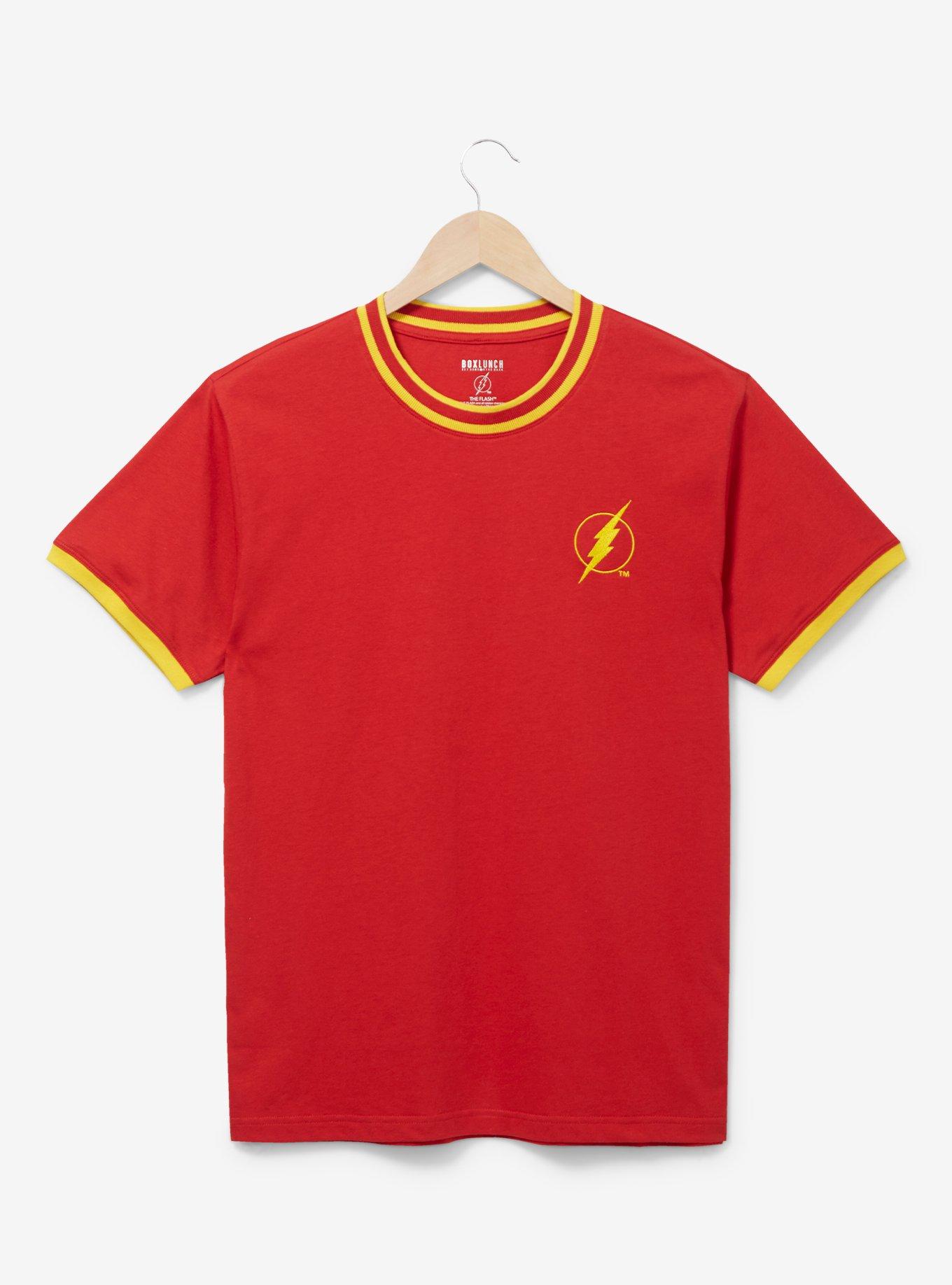 DC Comics The Flash Logo Ringer T-Shirt - BoxLunch Exclusive, RED, hi-res