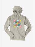 Bee And Puppycat Checkerboard Icons Hoodie, OATMEAL HEATHER, hi-res