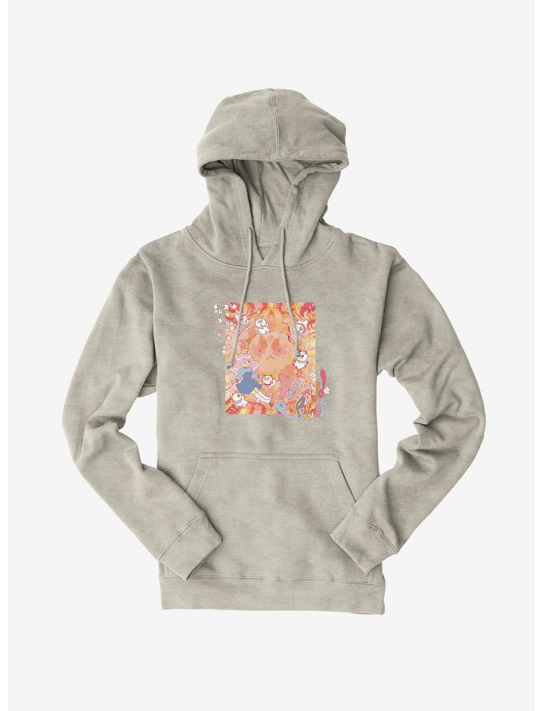 Bee And Puppycat Watercolor Art Flowers Hoodie, OATMEAL HEATHER, hi-res