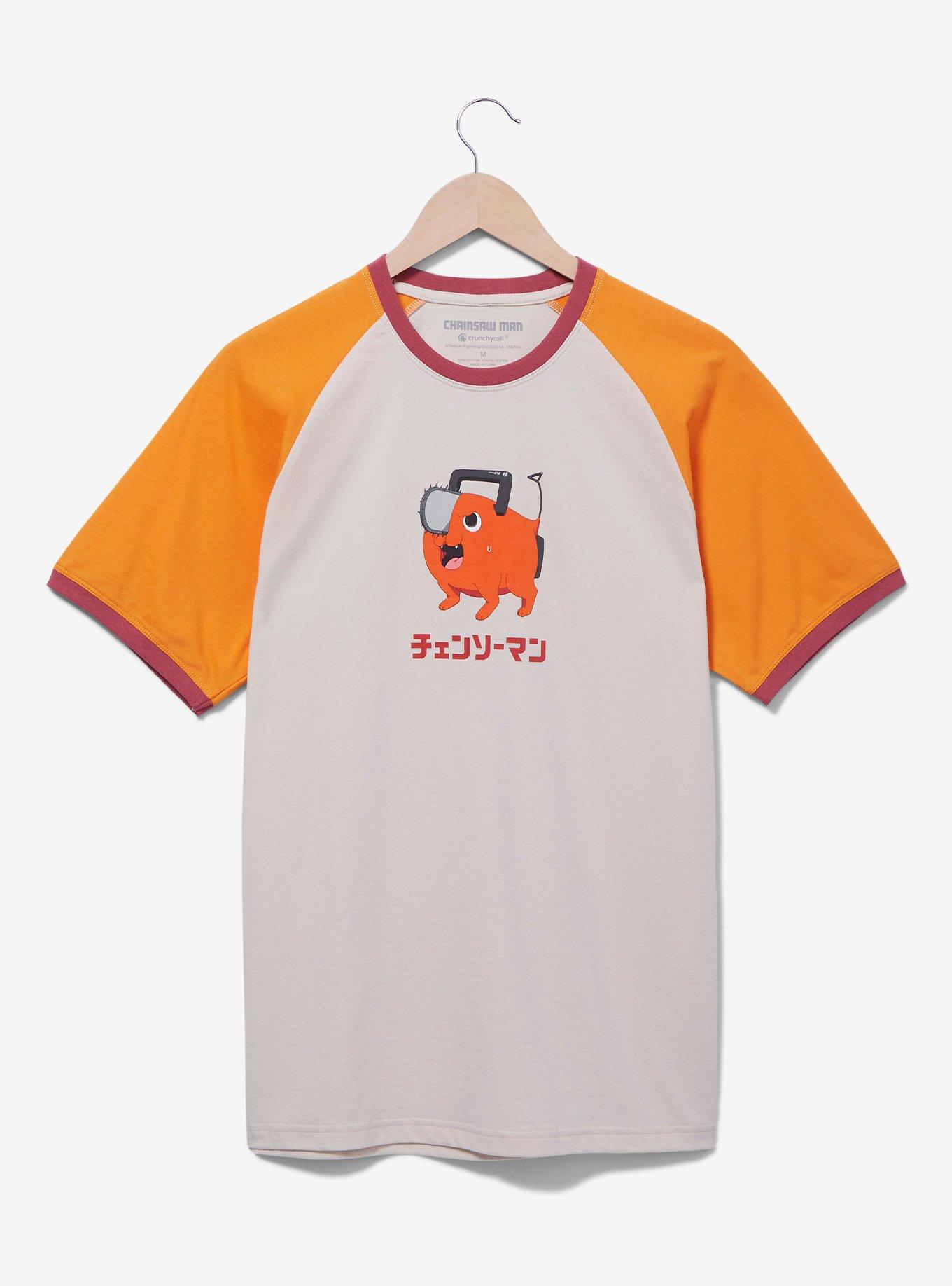 Chainsaw Man Pochita Portrait Ringer T-Shirt - BoxLunch Exclusive, OFF WHITE, hi-res