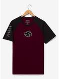 Naruto Shippuden Akatsuki Cloud Raglan T-Shirt - BoxLunch Exclusive, DARK RED, hi-res