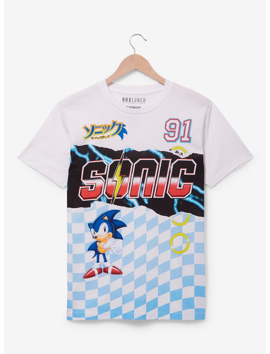 Sonic the Hedgehog Checkered Flag T-Shirt - BoxLunch Exclusive , WHITE, hi-res