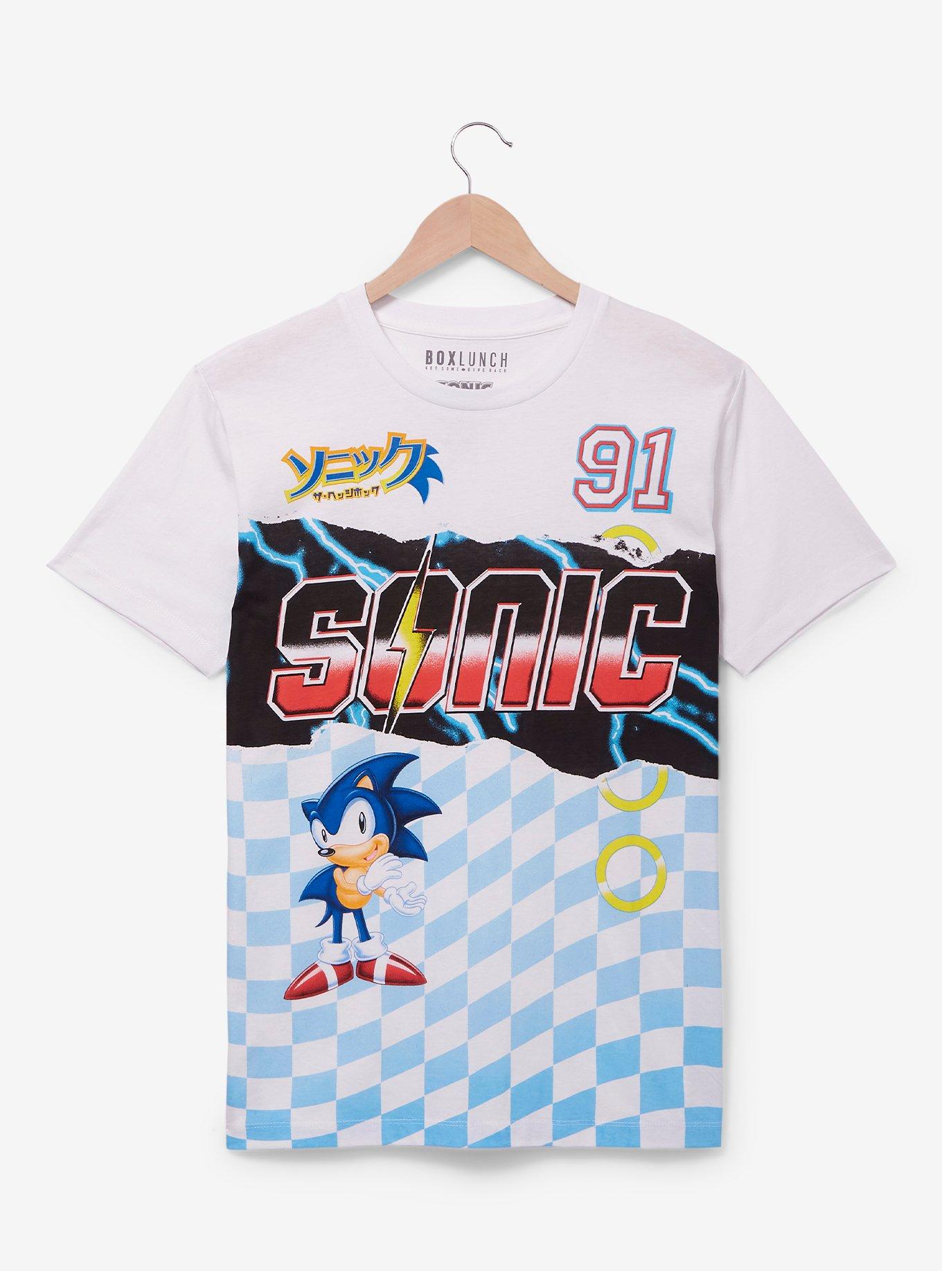 Sonic the Hedgehog Checkered Flag T-Shirt - BoxLunch Exclusive , WHITE, hi-res