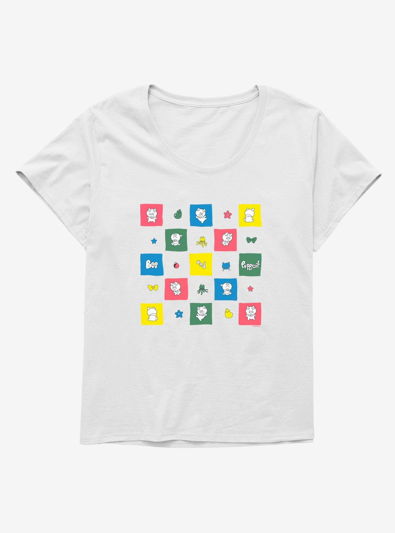 Bee And Puppycat Checkerboard Icons Girls T-Shirt Plus Size, WHITE, hi-res