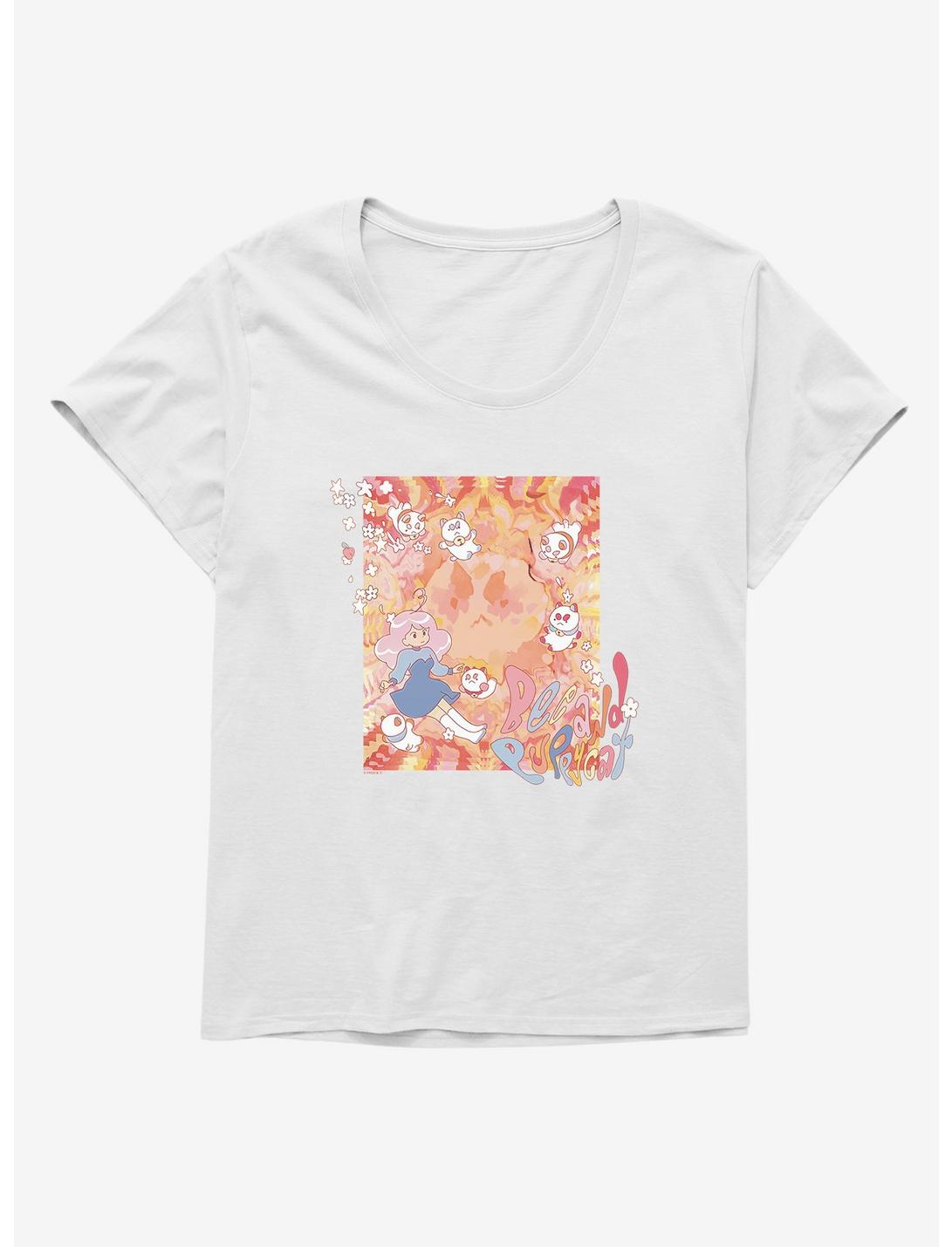 Bee And Puppycat Watercolor Art Flowers Girls T-Shirt Plus Size, WHITE, hi-res
