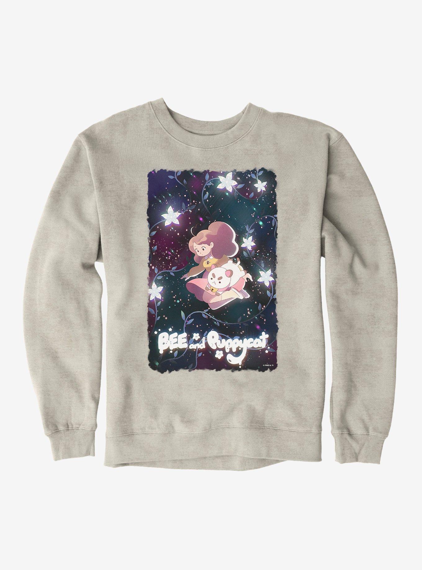 Bee And Puppycat Space Flowers Poster Sweatshirt, OATMEAL HEATHER, hi-res