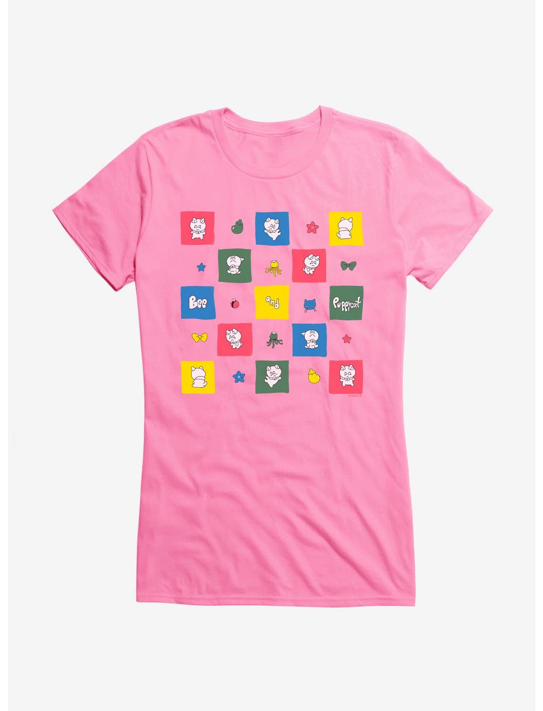 Bee And Puppycat Checkerboard Icons Girls T-Shirt, CHARITY PINK, hi-res