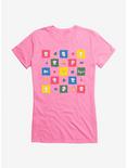 Bee And Puppycat Checkerboard Icons Girls T-Shirt, CHARITY PINK, hi-res