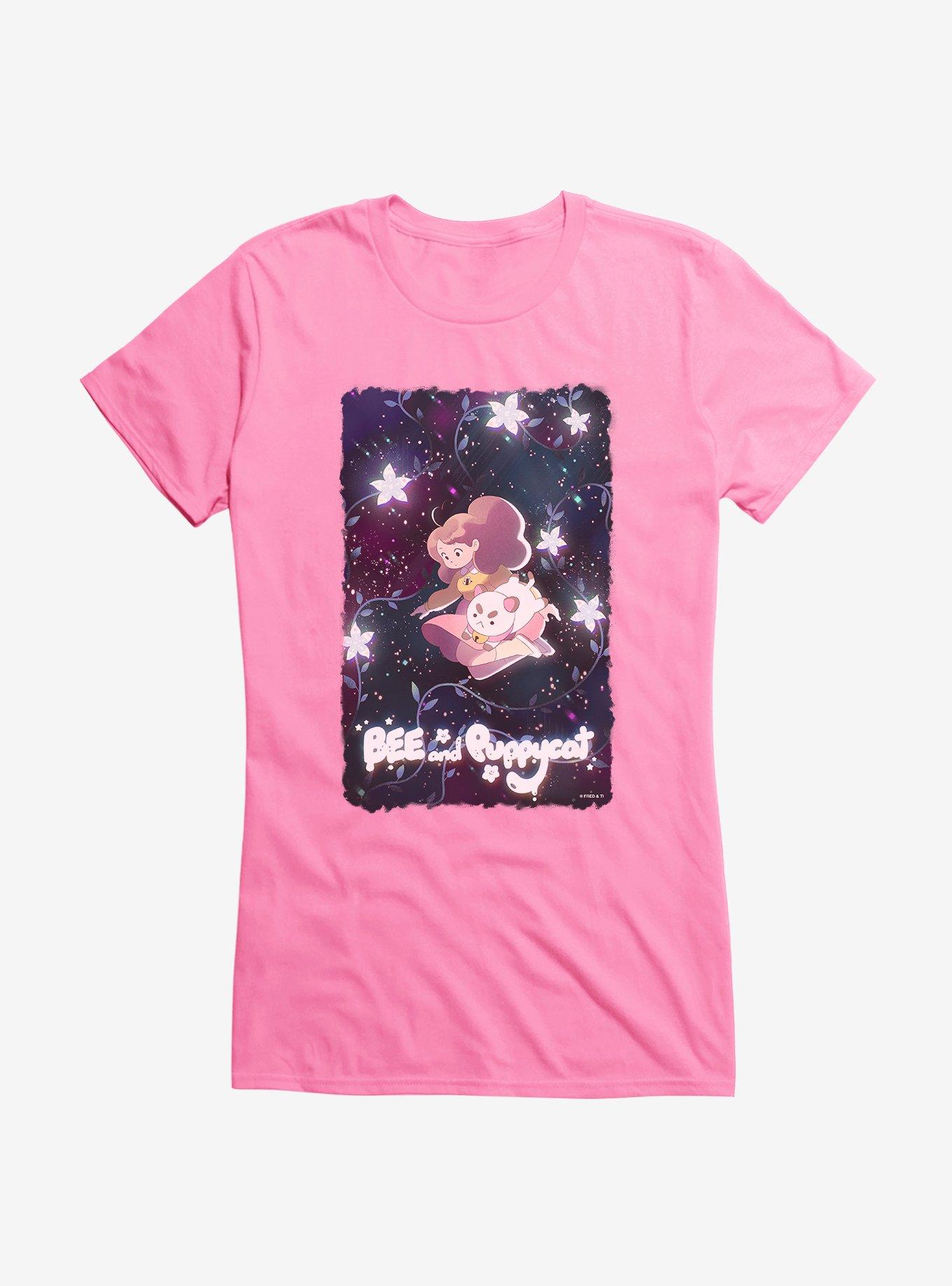Bee And Puppycat Space Flowers Poster Girls T-Shirt, CHARITY PINK, hi-res