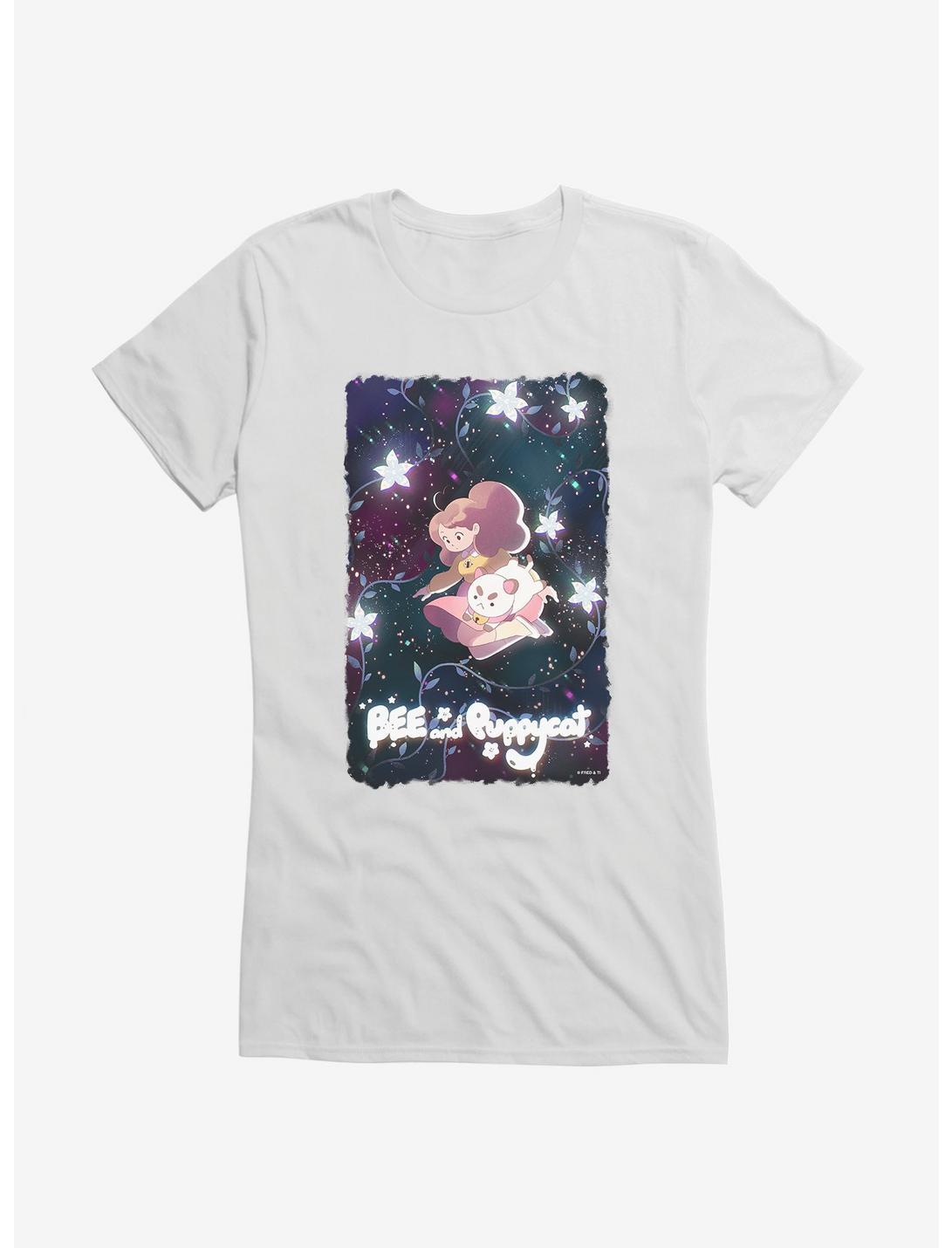 Bee And Puppycat Space Flowers Poster Girls T-Shirt, WHITE, hi-res