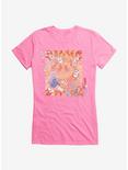 Bee And Puppycat Watercolor Art Flowers Girls T-Shirt, CHARITY PINK, hi-res
