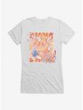 Bee And Puppycat Watercolor Art Flowers Girls T-Shirt, WHITE, hi-res