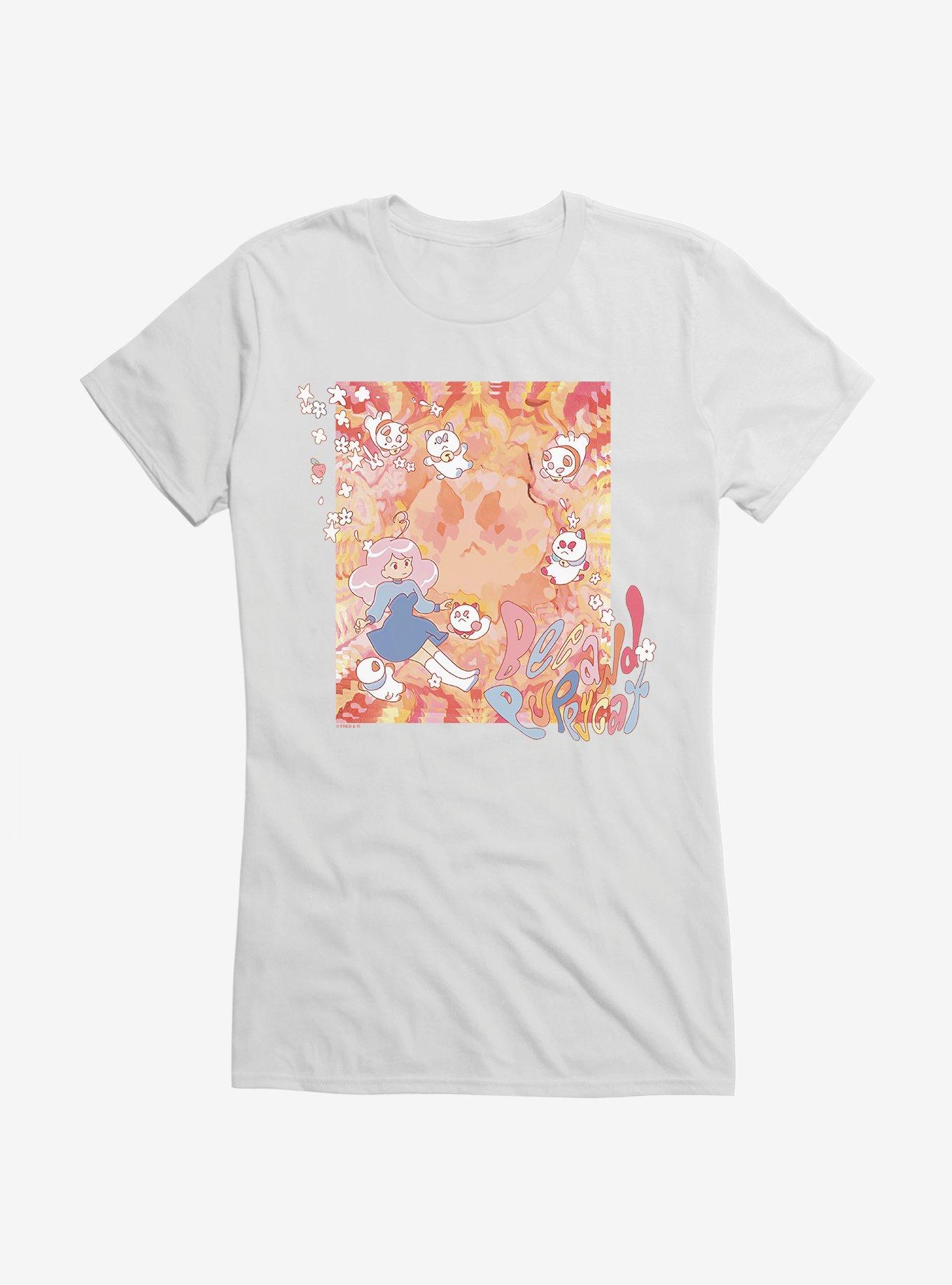 Bee And Puppycat Watercolor Art Flowers Girls T-Shirt, WHITE, hi-res