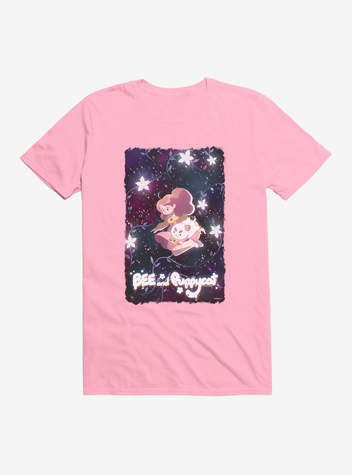 Bee And Puppycat Space Flowers Poster T-Shirt, CHARITY PINK, hi-res