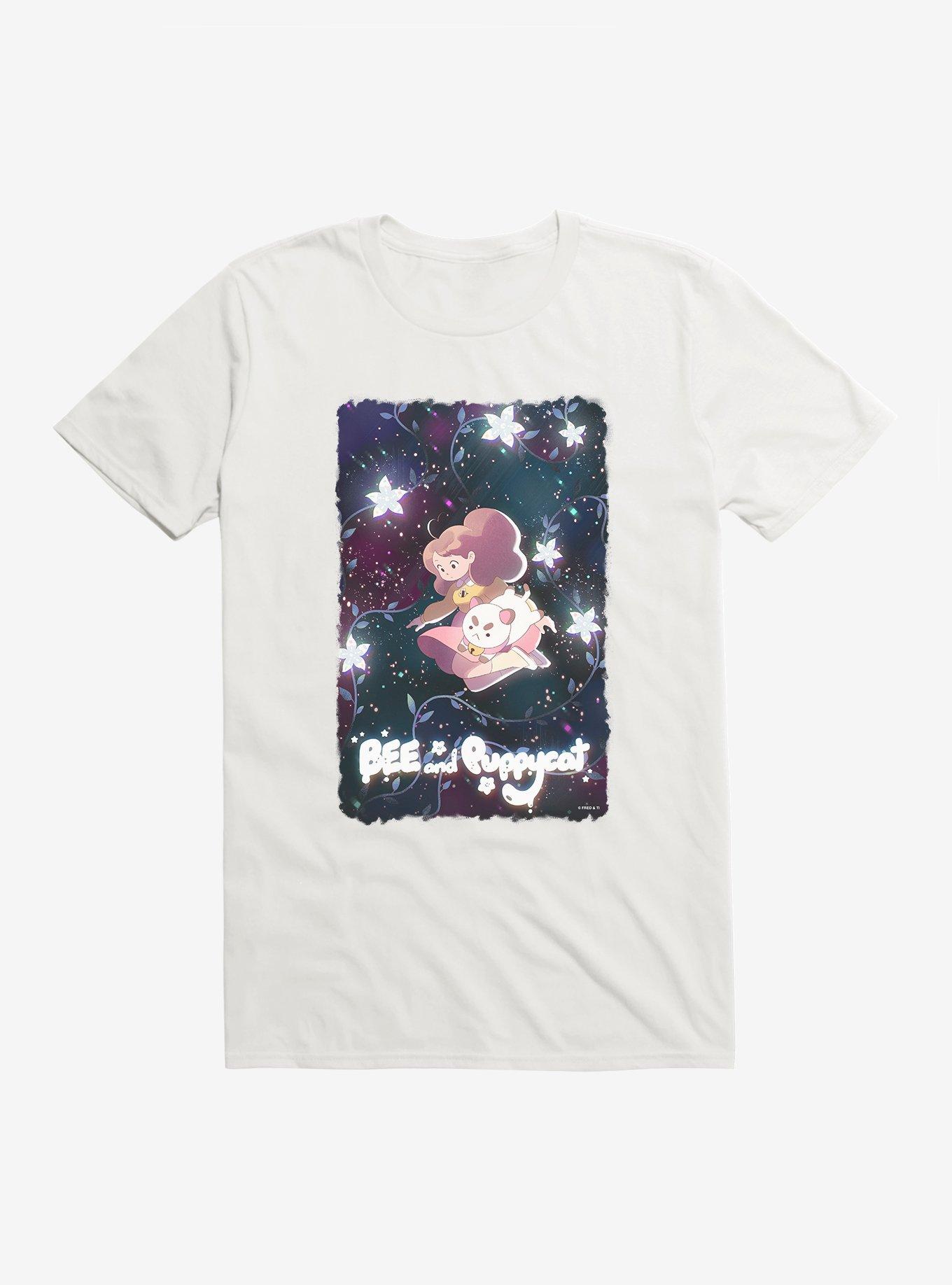 Bee And Puppycat Space Flowers Poster T-Shirt, WHITE, hi-res
