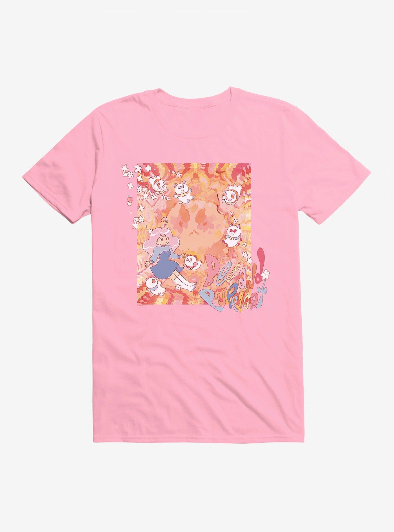 Bee And Puppycat Watercolor Art Flowers T-Shirt, CHARITY PINK, hi-res