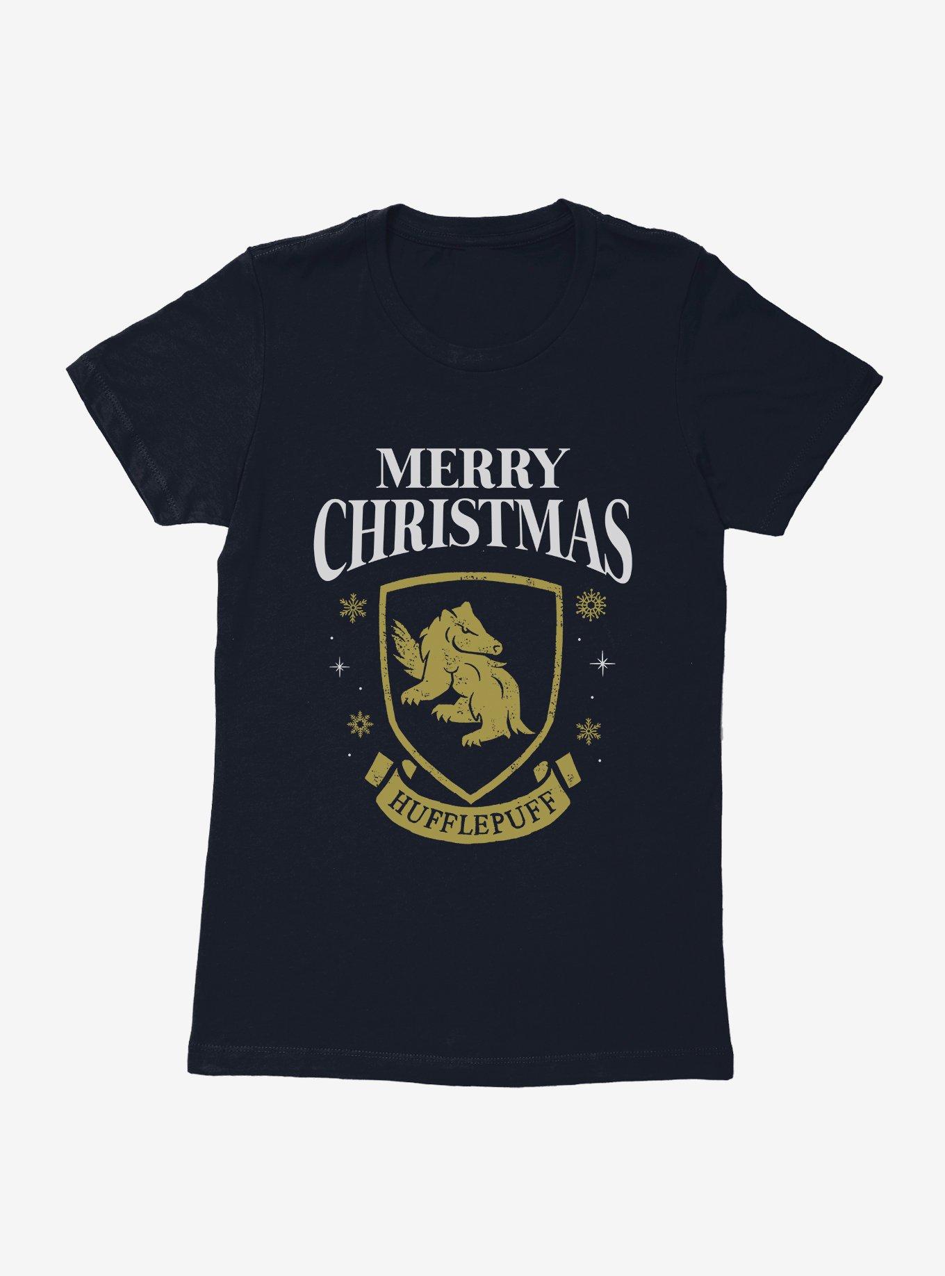 Harry Potter Merry Christmas Hufflepuff Womens T-Shirt