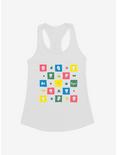 Bee And Puppycat Checkerboard Icons Girls Tank, WHITE, hi-res