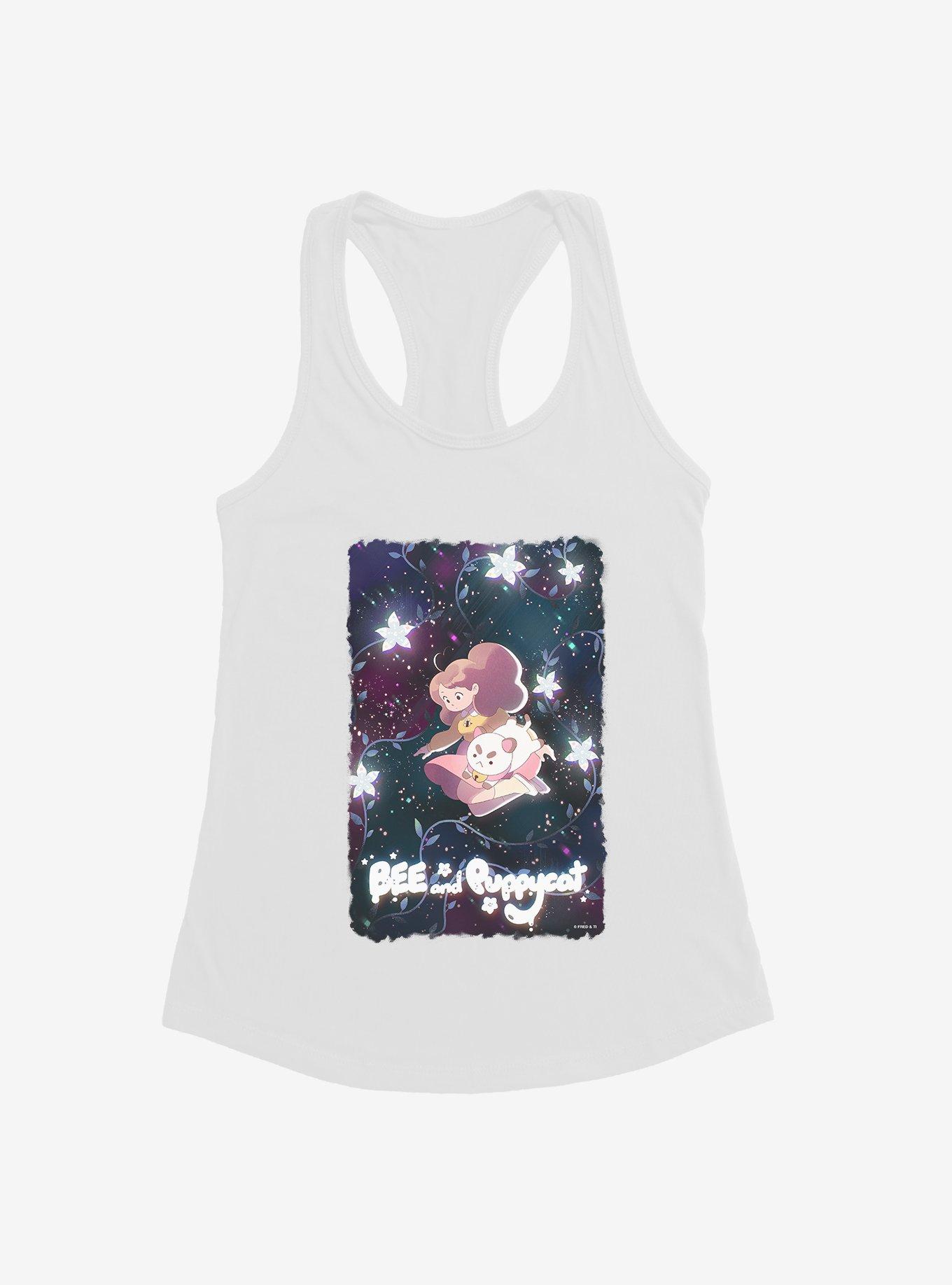 Bee And Puppycat Space Flowers Poster Girls Tank, WHITE, hi-res