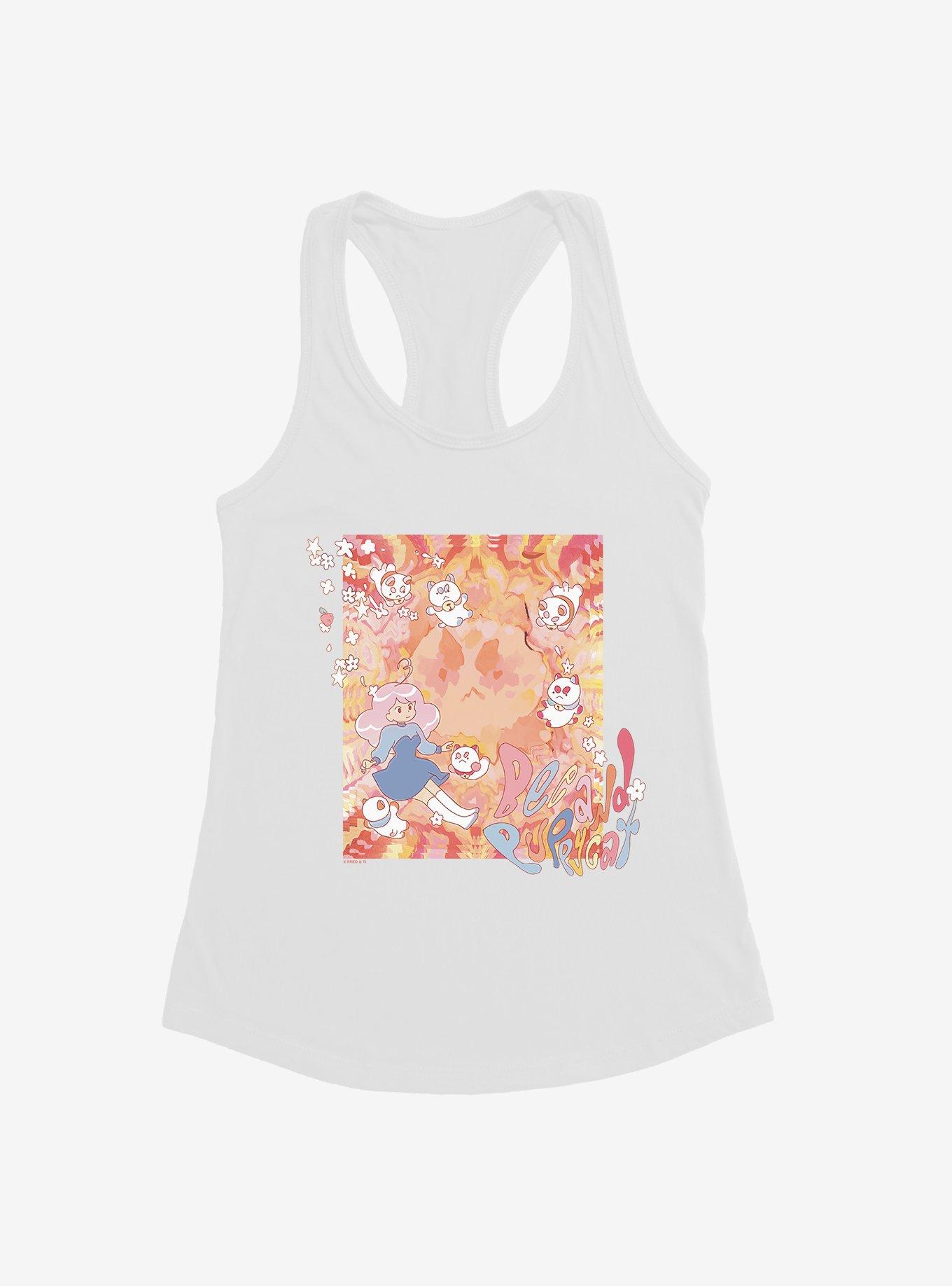 Bee And Puppycat Watercolor Art Flowers Girls Tank, WHITE, hi-res