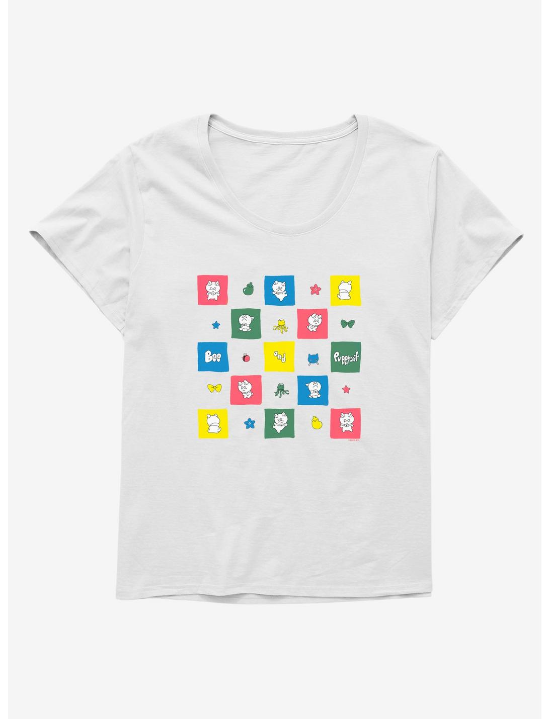 Bee And Puppycat Checkerboard Icons Womens T-Shirt Plus Size, WHITE, hi-res