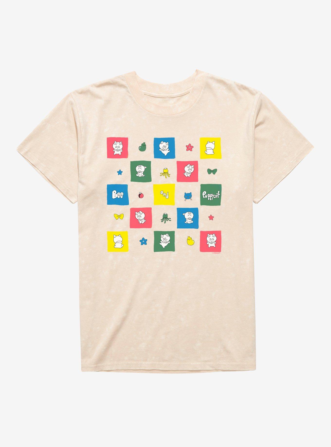 Bee And Puppycat Checkerboard Icons Mineral Wash T-Shirt, NATURAL MINERAL WASH, hi-res