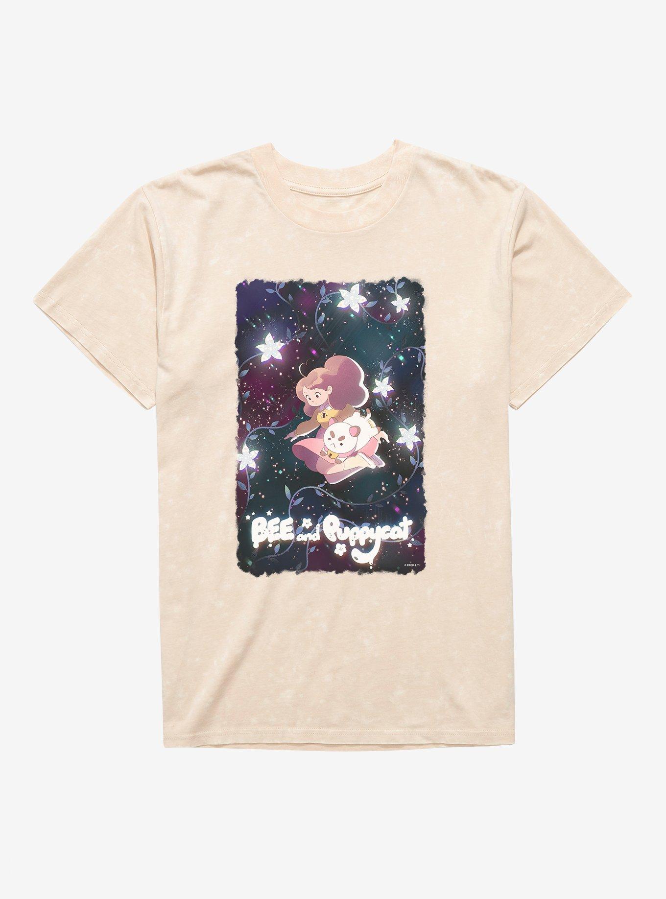 Bee And Puppycat Space Flowers Poster Mineral Wash T-Shirt, NATURAL MINERAL WASH, hi-res