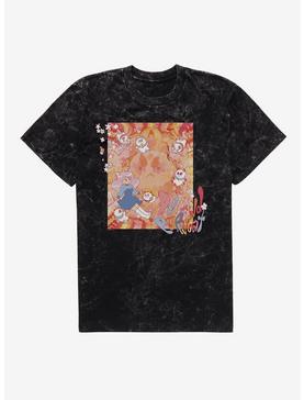 Plus Size Bee And Puppycat Watercolor Art Flowers Mineral Wash T-Shirt, , hi-res