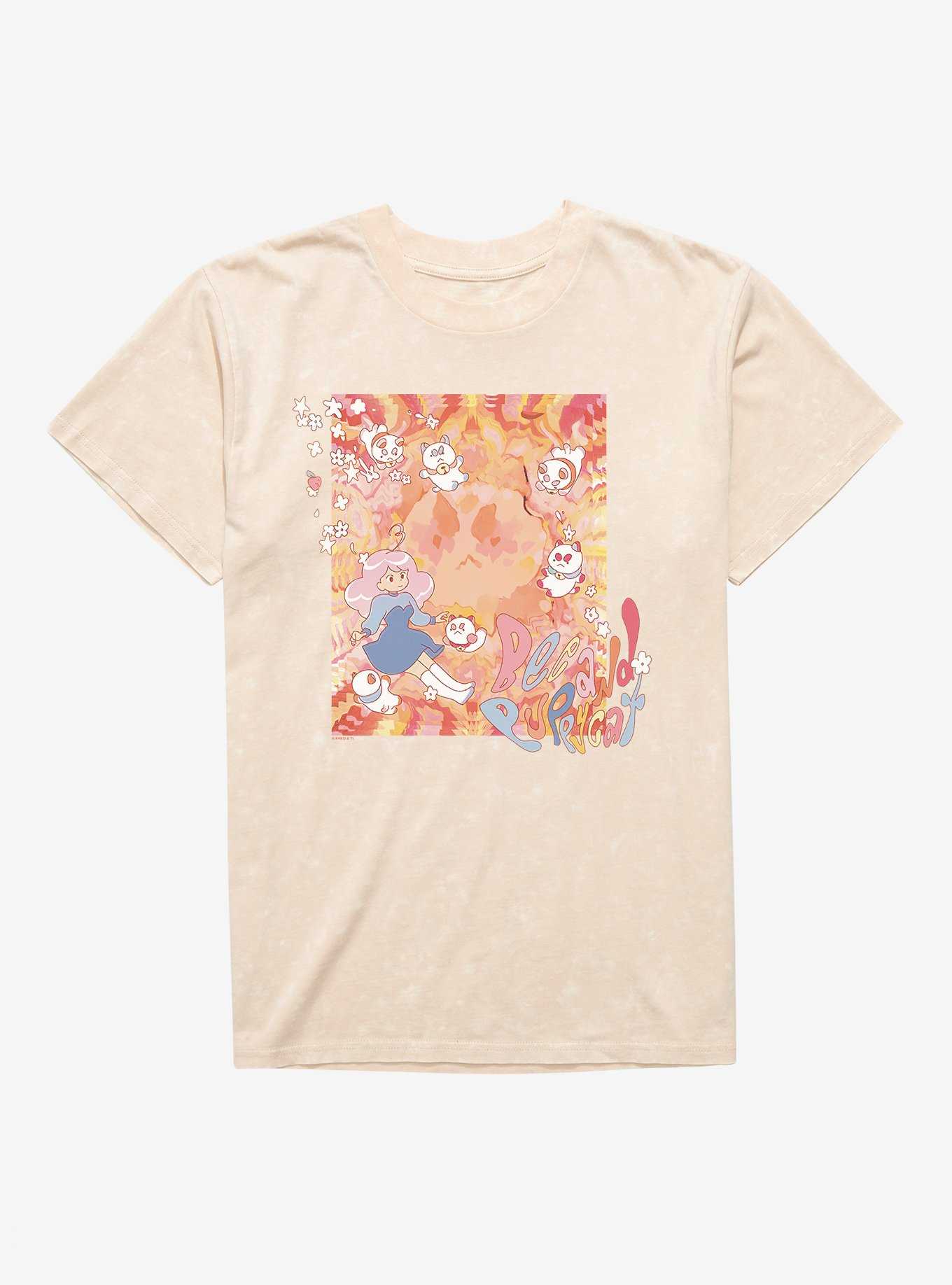 Bee And Puppycat Watercolor Art Flowers Mineral Wash T-Shirt, , hi-res