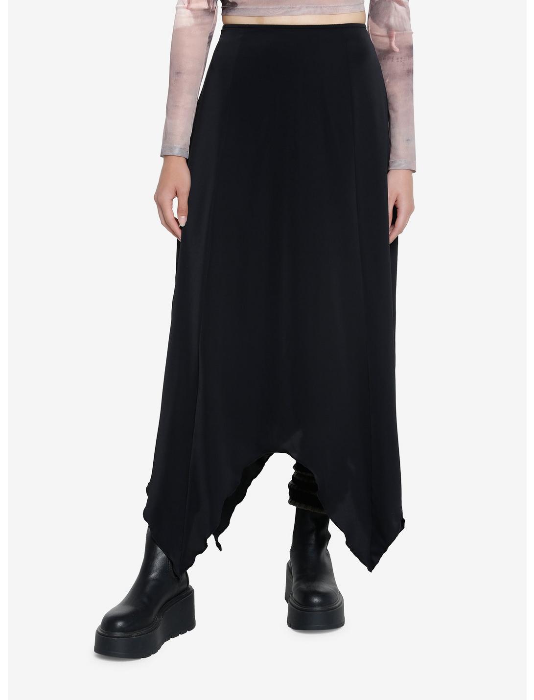 Cosmic Aura Black Hanky Hem Maxi Skirt, BLACK, hi-res
