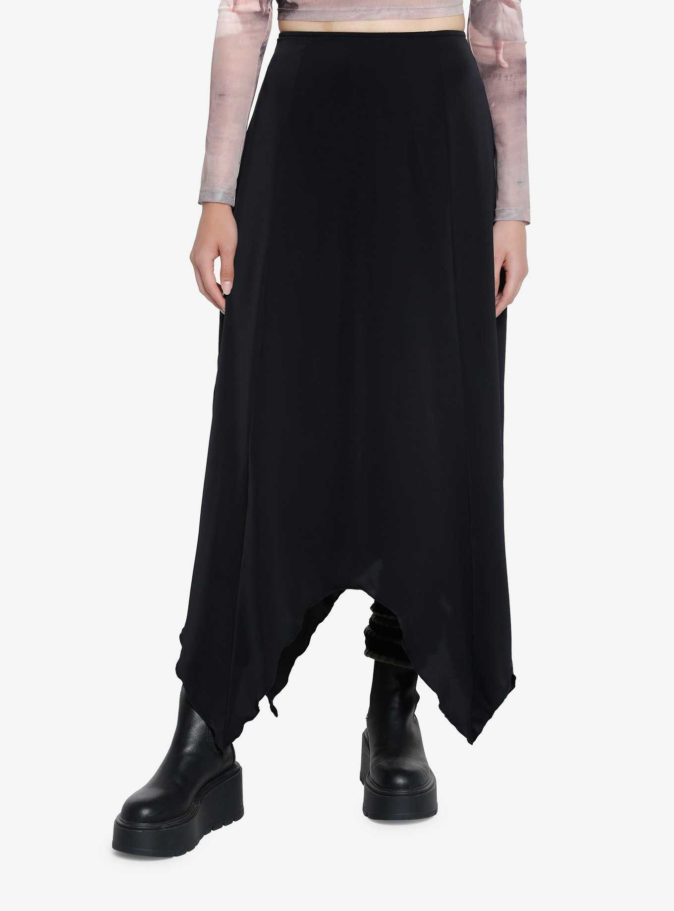 Cosmic Aura Black Hanky Hem Maxi Skirt, , hi-res