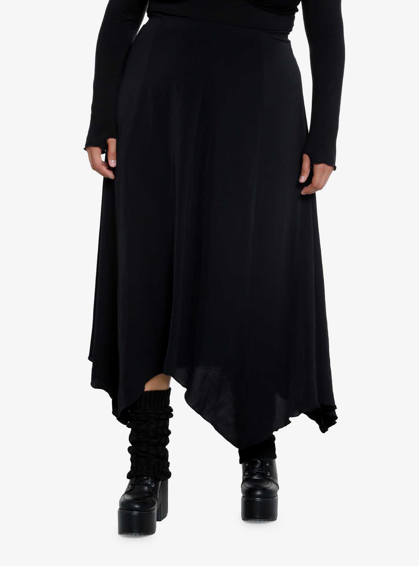 Cosmic Aura Black Hanky Hem Maxi Skirt Plus Size | Hot Topic