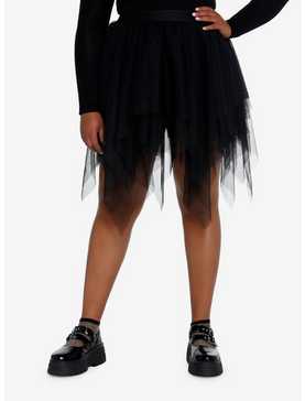 Cosmic Aura Black Hanky Hem Tutu Skirt Plus Size, , hi-res