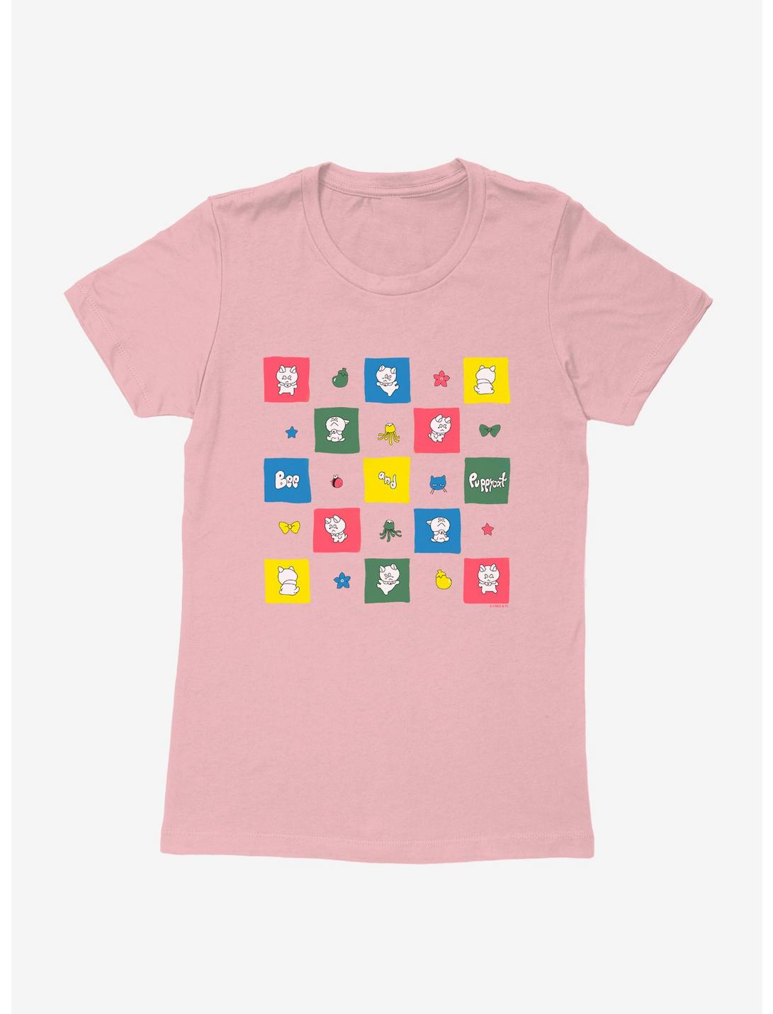 Bee And Puppycat Checkerboard Icons Womens T-Shirt, LIGHT PINK, hi-res