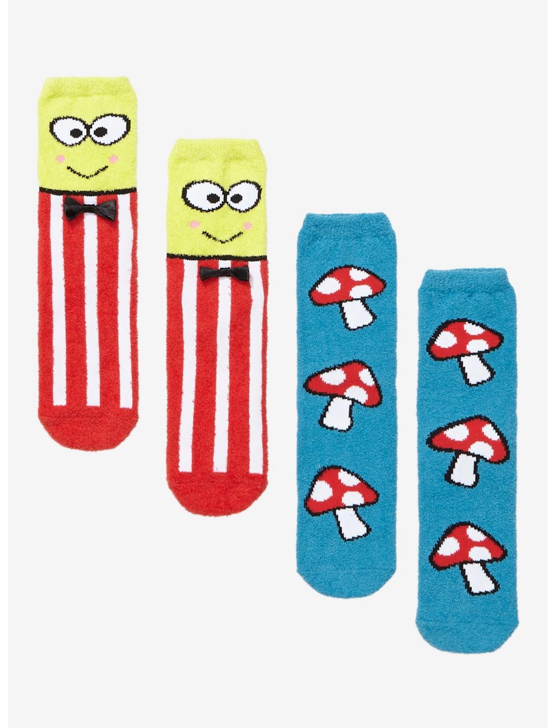 Keroppi Mushroom Fuzzy Crew Socks 2 Pair, , hi-res