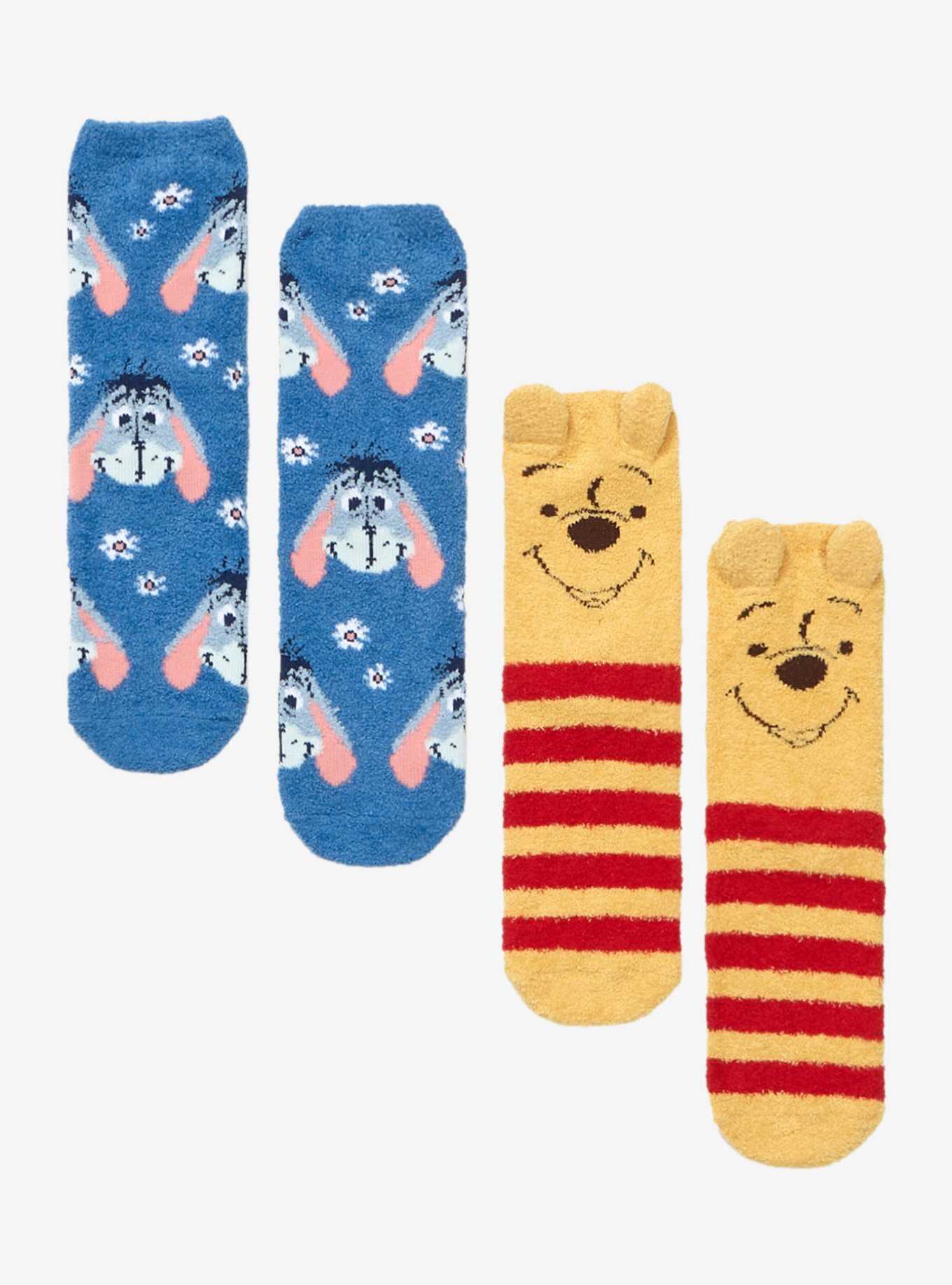 Disney Winnie The Pooh Eeyore & Pooh Fuzzy Socks 2 Pair, , hi-res