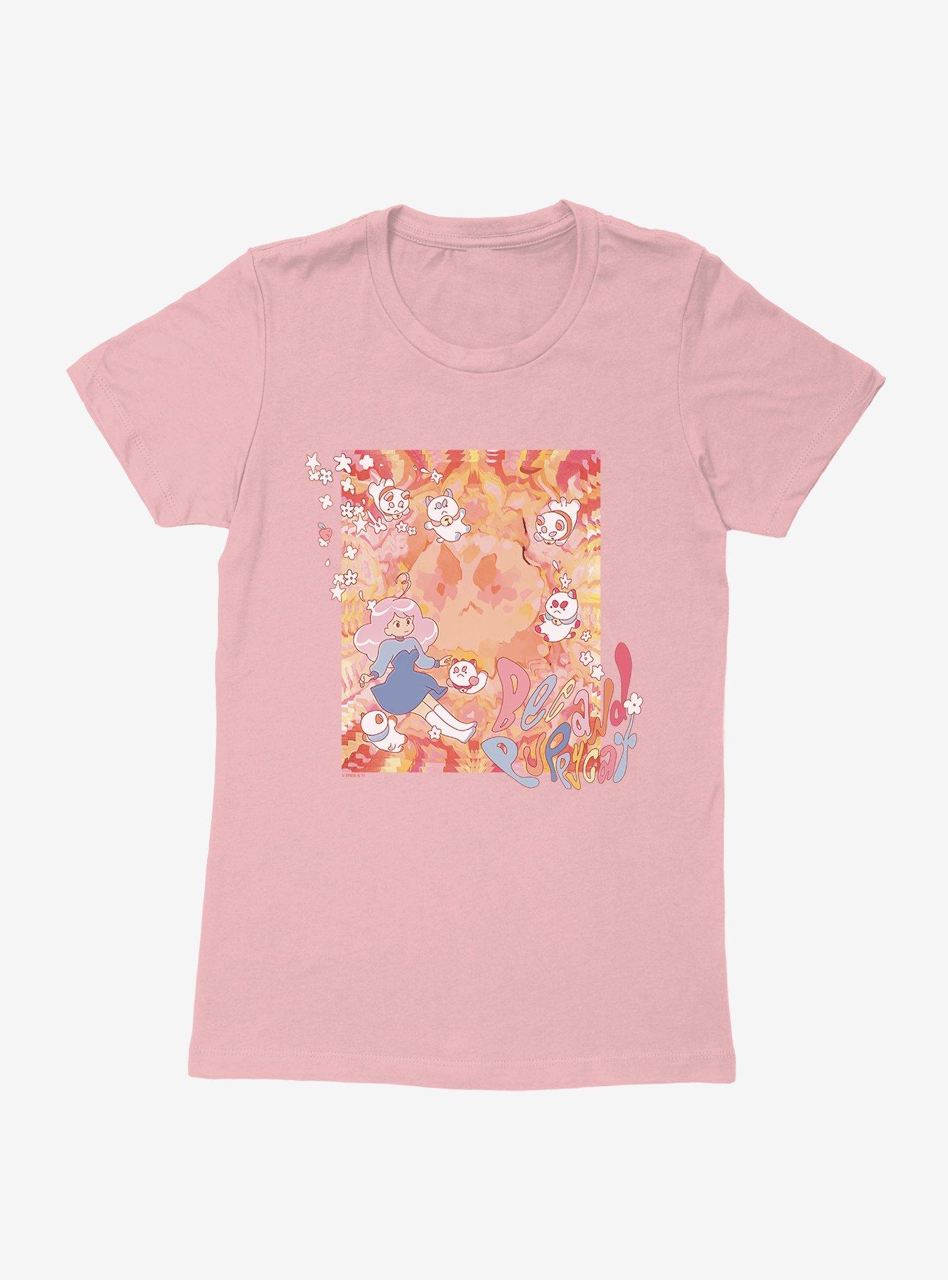 Bee And Puppycat Watercolor Art Flowers Womens T-Shirt, LIGHT PINK, hi-res