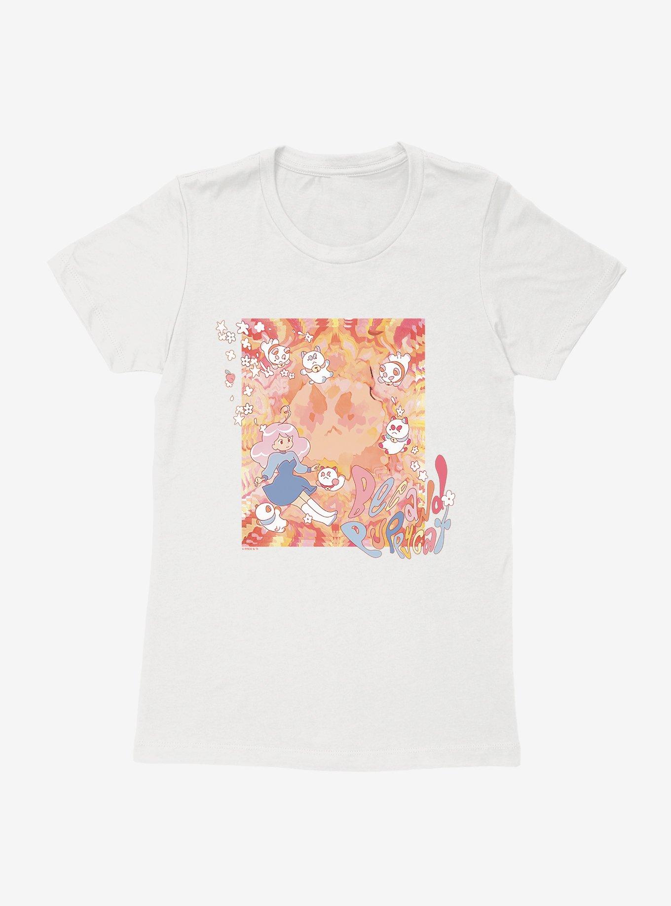 Bee And Puppycat Watercolor Art Flowers Womens T-Shirt, WHITE, hi-res
